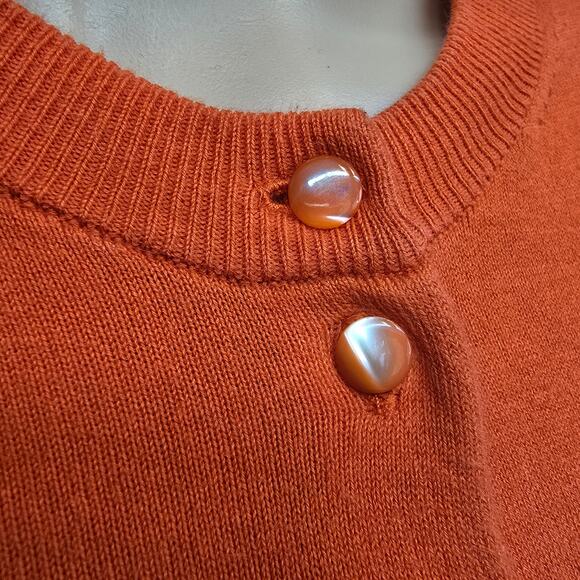 J. Crew Jackie Cardigan Sweater Women S Cotton Blend Orange Pearl Button down - Picture 5 of 13